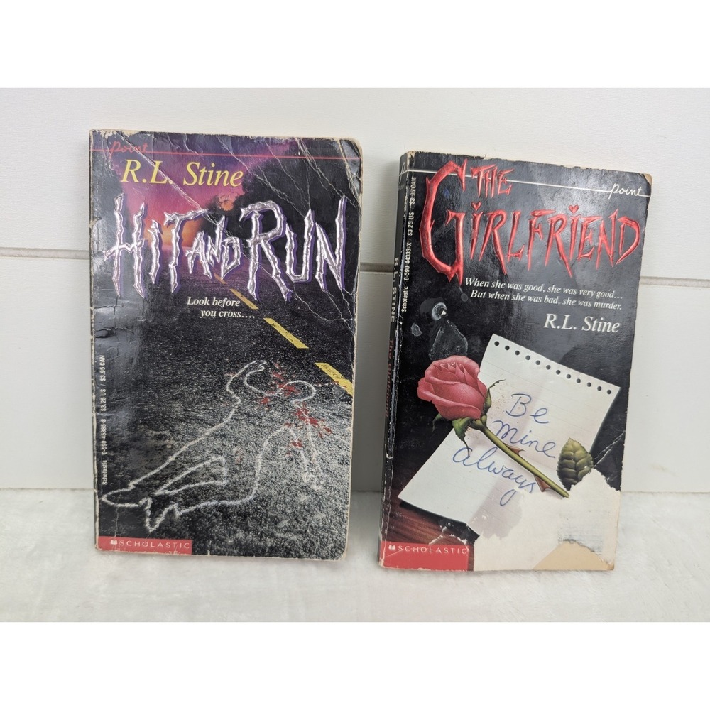 Vintage RL Stine Book Lot of 2 The Girlfriend Hit & Run Paperback Teen Horror 90